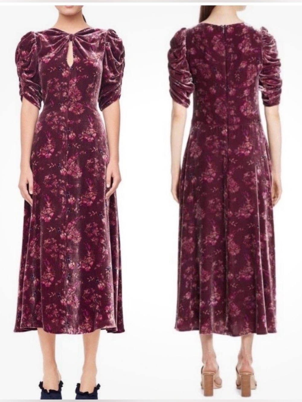 Rebecca Taylor silk blend velvet midi dress